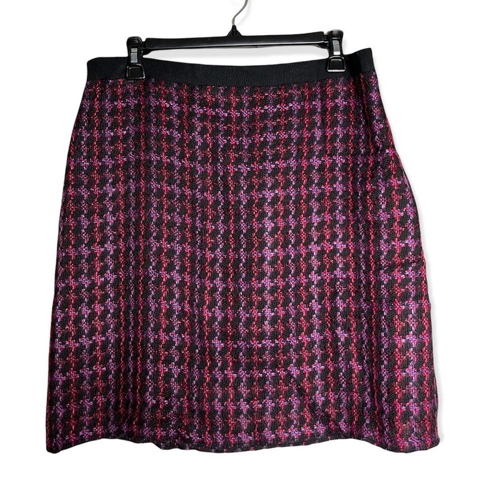 LOFT AN TAYLOR SZ 12 PETITES PURPLE PINK TWEED SHIFT MINI CAREER CORPORATE SKIRT